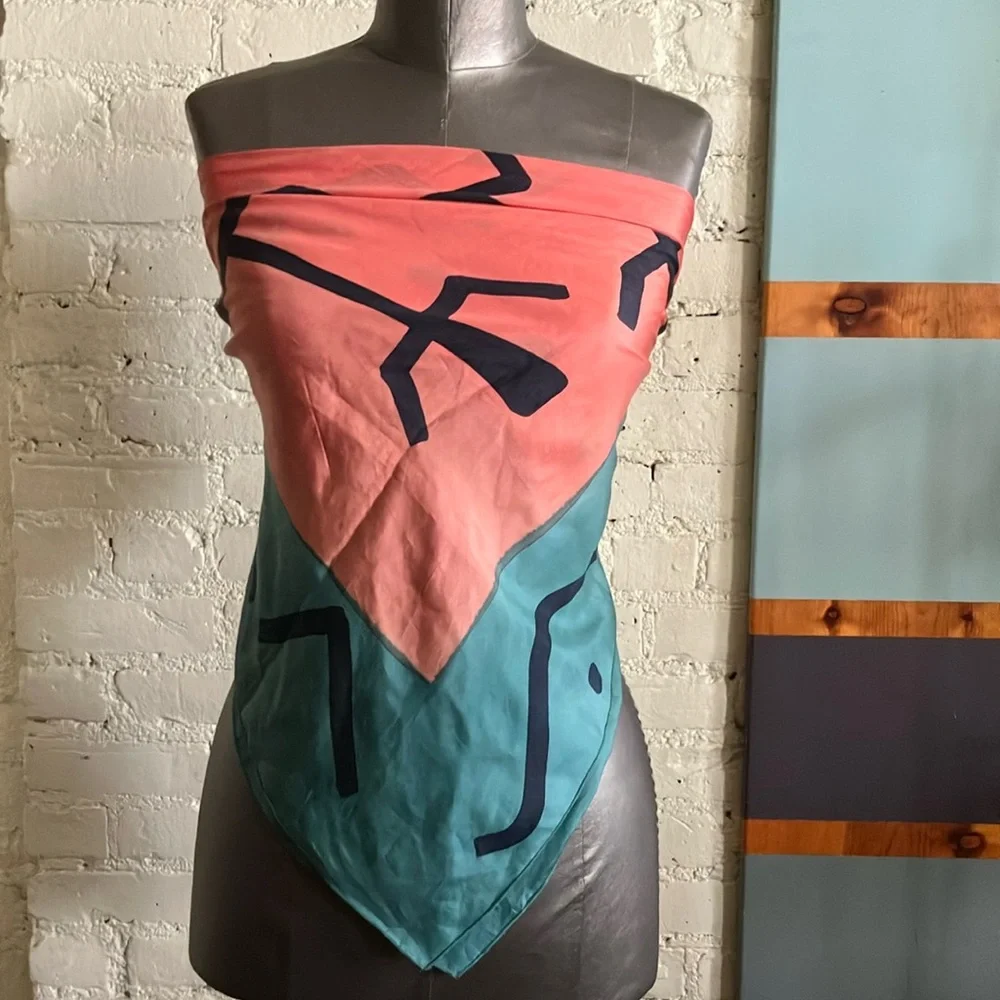 Vintage large square scarf graphic Southwestern vibes